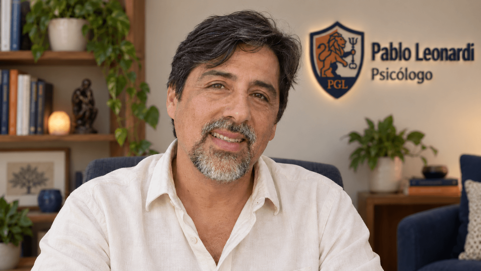 Avatar digital de Ps. Pablo Gustavo Leonardi en un escenario de consultorio